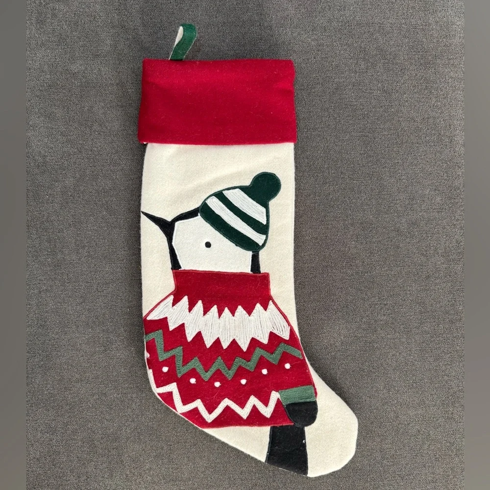 Crate & Barrel Fair Isle Friends Penguin Christmas Stocking by Joan Anderson